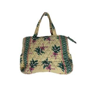 VTG Vera Bradley "Hope" top handle quilted floral lilly of Valley & yellow bag